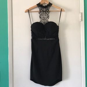 LF black cut of lace sexy dress